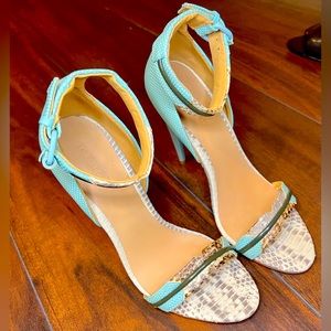 L.A.M.B Never Worn Shoe Size = 9 Color = Teal & Cream Fabric = Leather Material